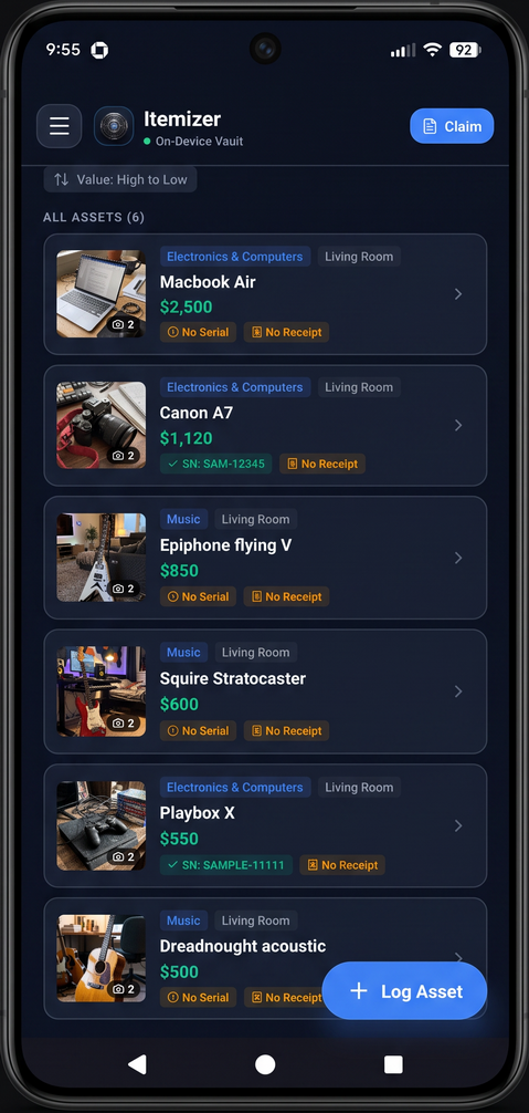 Itemizer Inventory Dashboard